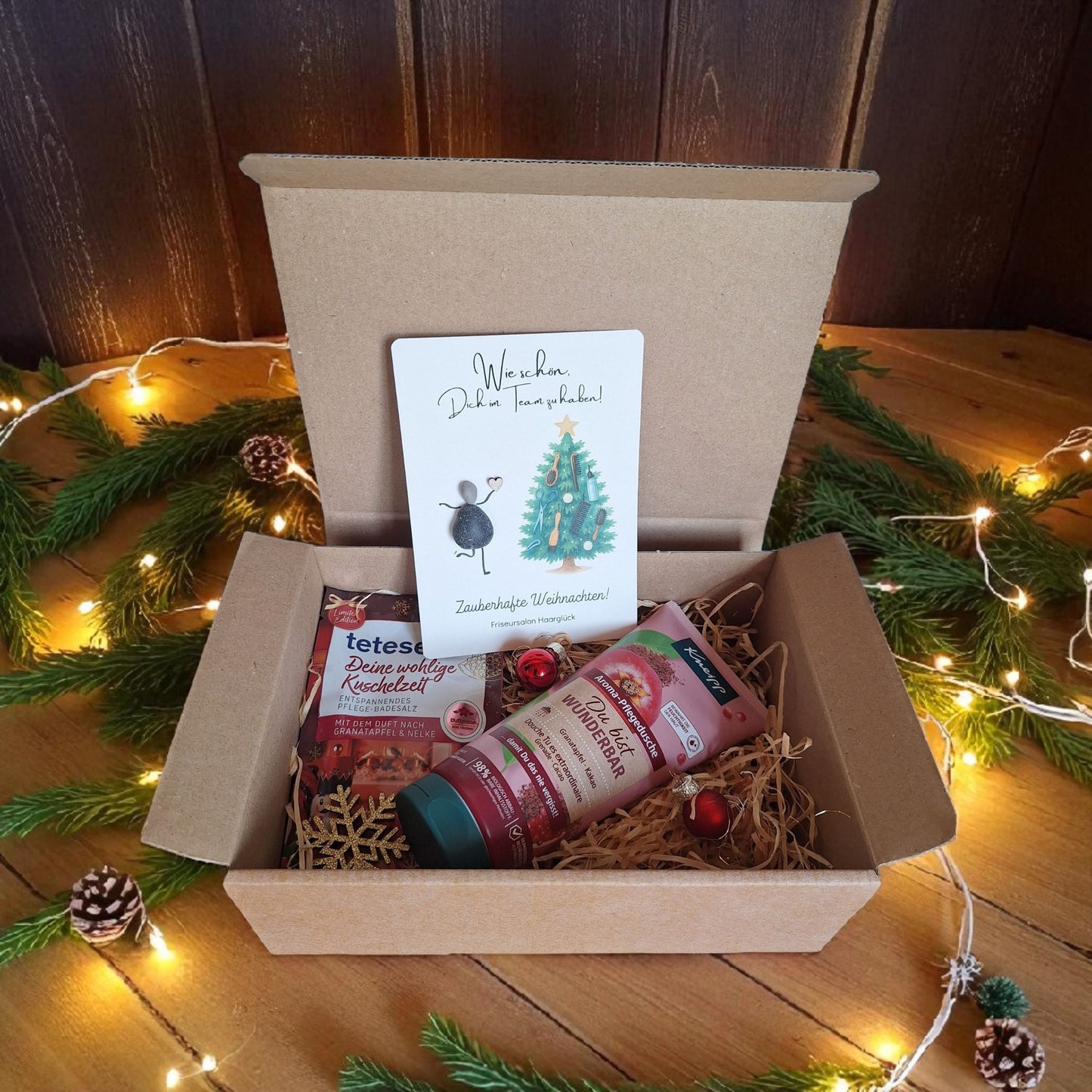 Steinbild Weihnachtskarte / Bilderrahmen / Geschenktüte / Geschenkbox für KITA / Schule / Tagesmutter zur Auswahl