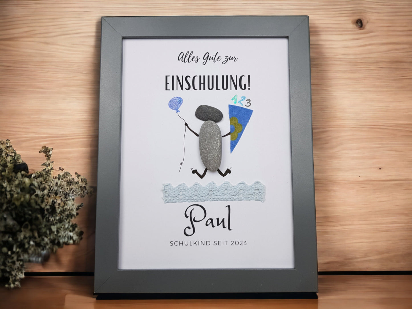 Geschenk Einschulung personalisiert | Steinbild 1. Schultag für Schulkind