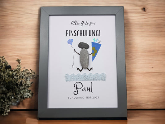 Geschenk Einschulung personalisiert | Steinbild 1. Schultag für Schulkind
