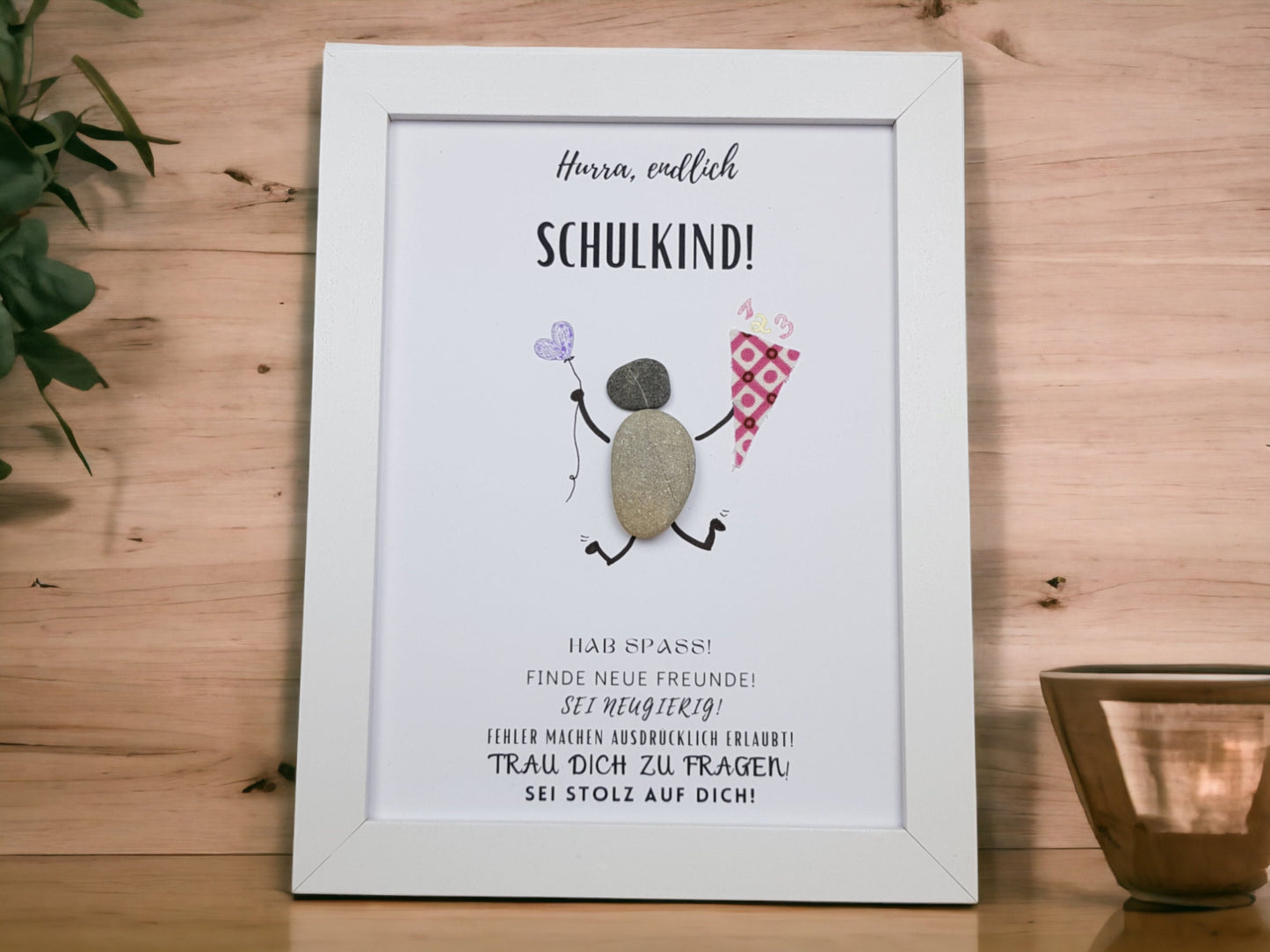 Steinbild Einschulung Schulanfang | Personalisiertes Geschenk zum Schulstart