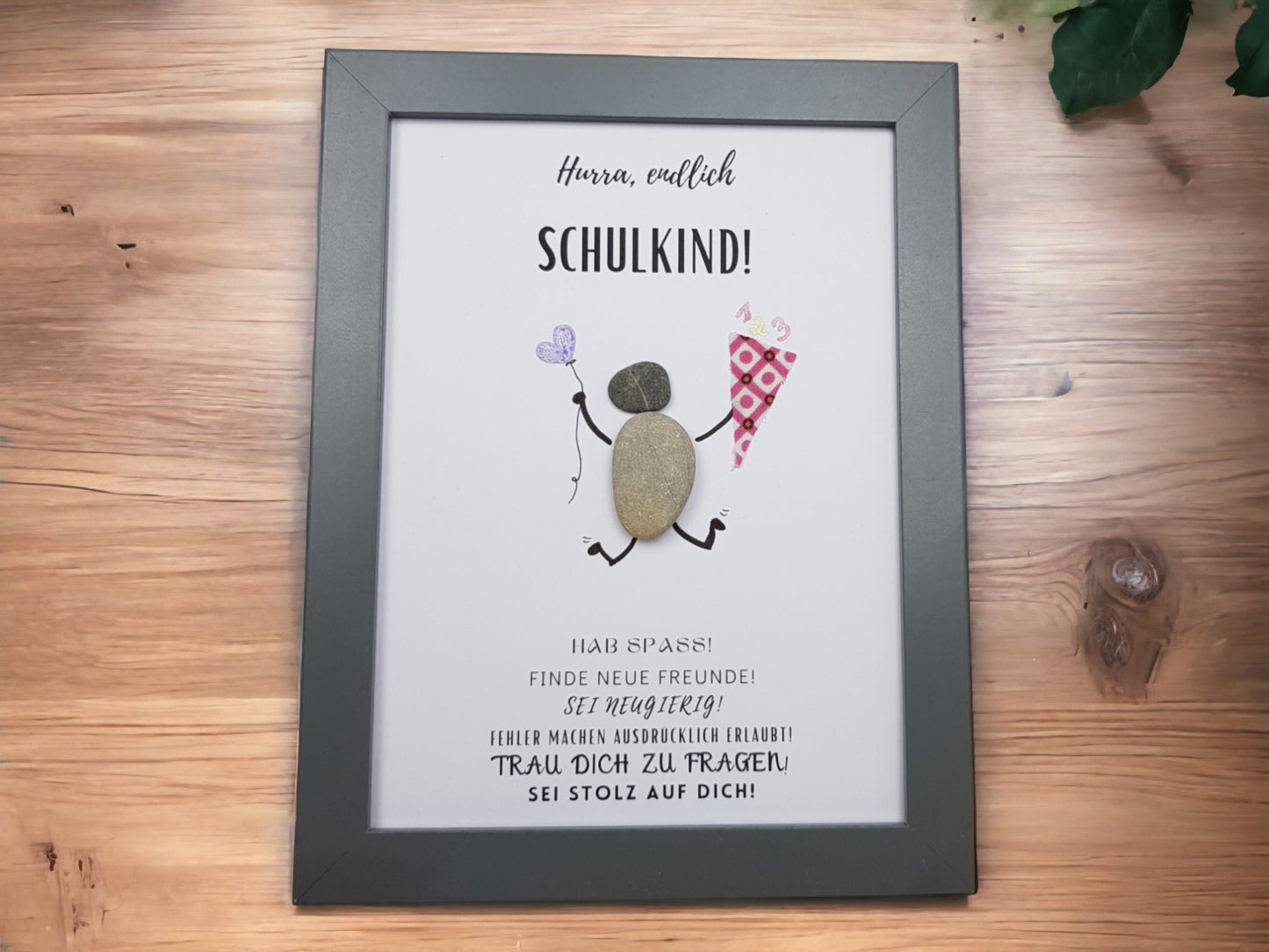 Steinbild Einschulung Schulanfang | Personalisiertes Geschenk zum Schulstart