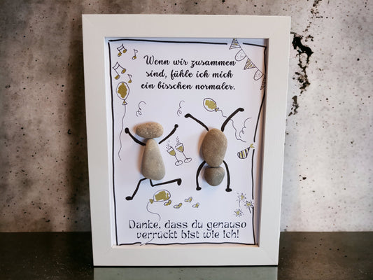 Freundschaftsbild Danke | Handgemachtes Steinbild mit Sketchnotes & Herz