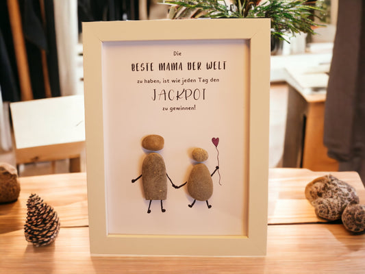 Die beste Mama der Welt zu haben, ist wie jeden Tag den Jackpot zu gewinnen. Geschenk für Mama im Bilderrahmen.