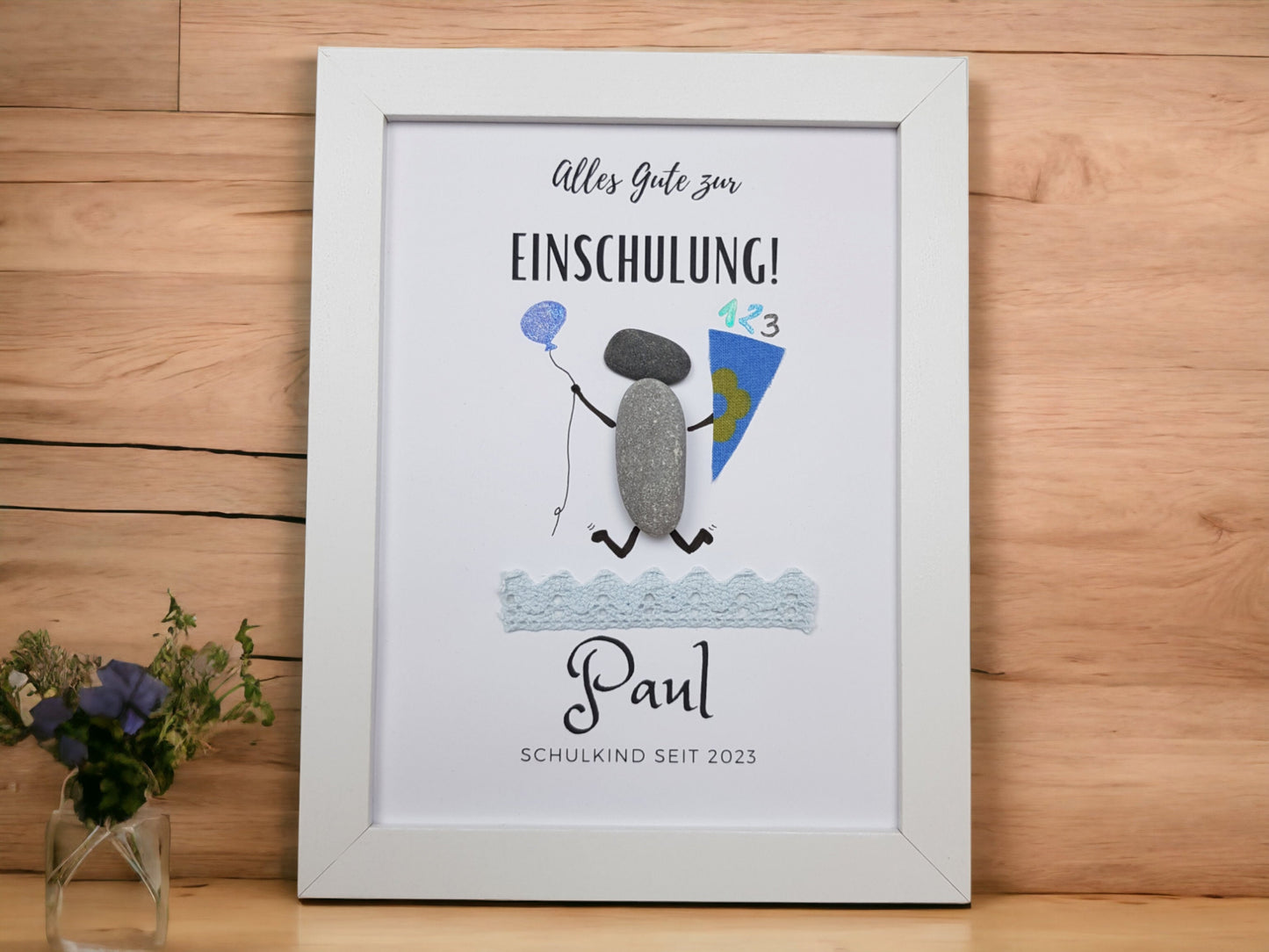 Geschenk Einschulung personalisiert | Steinbild 1. Schultag für Schulkind