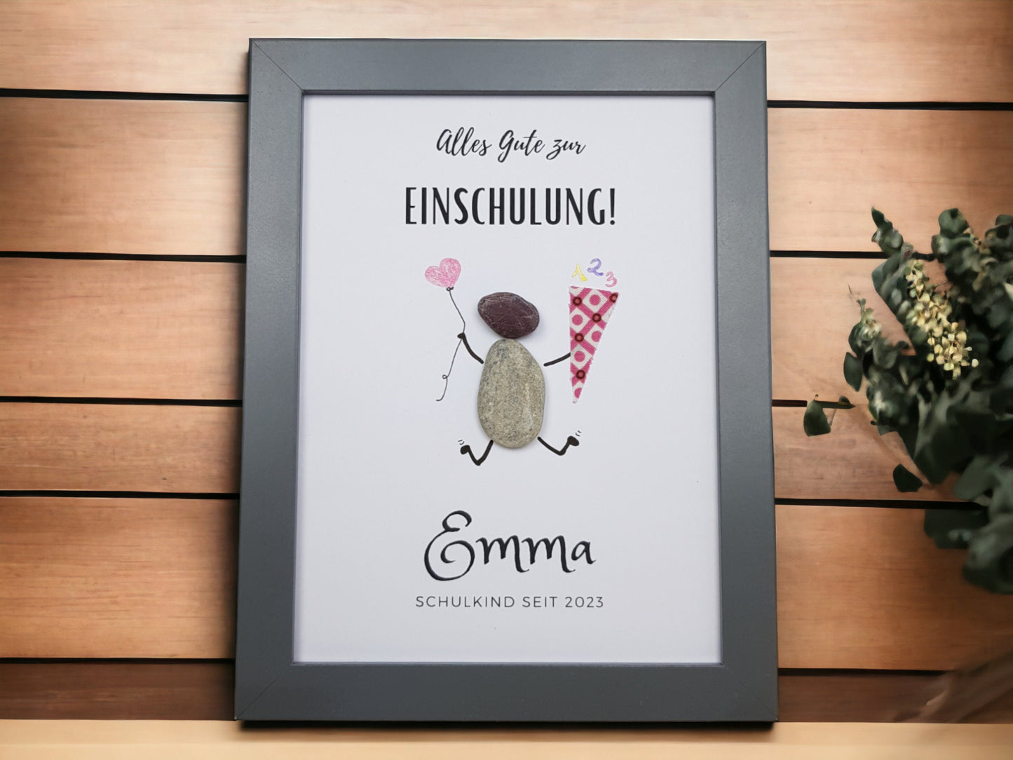 Geschenk Einschulung personalisiert | Steinbild 1. Schultag für Schulkind
