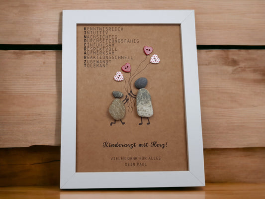 Steinbild Kinderärztin Kinderarzt Praxis | Danke-Geschenk aus Kieselsteinen
