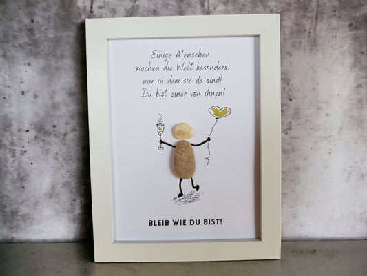 Steinbild Beste Freundin Geschenk | Personalisiert mit Sketchnotes - bleib wie du bist