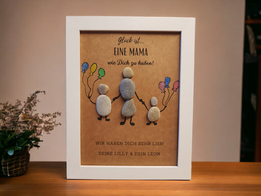 Steinbild Mama Muttertag Geschenk kindlich | Glück ist, eine Mama wie dich zu haben