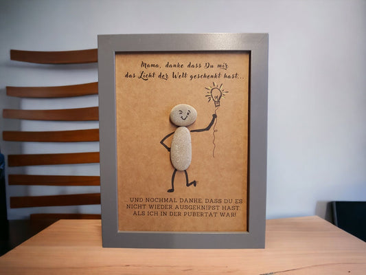 Steinbild Muttertag modern | Geschenk wie von Kinderhand mit Sketchnotes