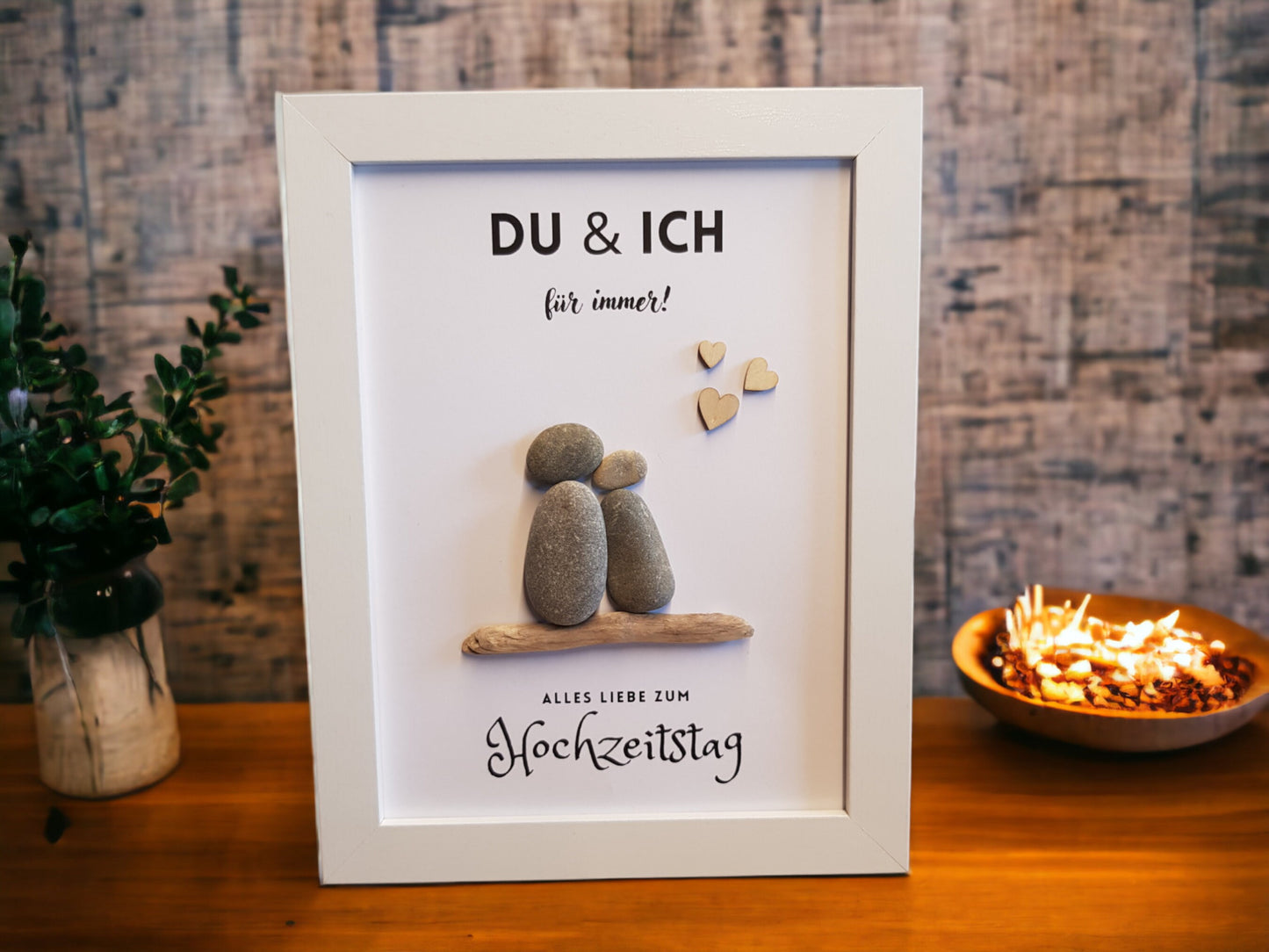 Steinbild mit weißem Rahmen