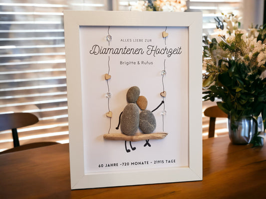 60. Hochzeitstag Steinbild | Handgemachtes Geschenk zur Diamanthochzeit