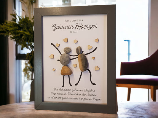Steinbild 50. Hochzeitstag | Geschenk Goldene Hochzeit personalisiert