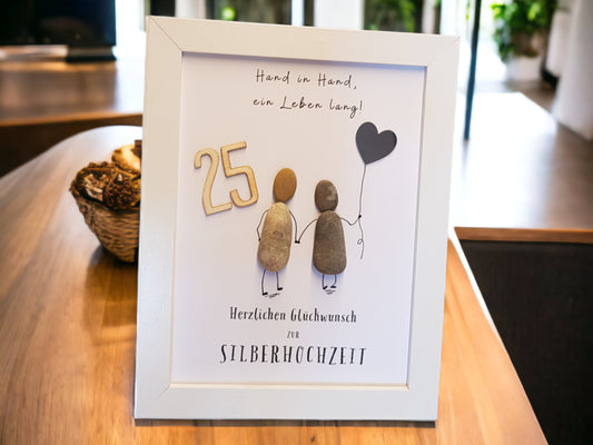 Steinbild 25. Hochzeitstag | Persönliches Geschenk zur Silbernen Hochzeit
