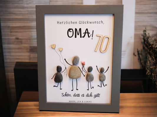 Steinbild Geschenk für die Oma - Herzlichen Glückwunsch