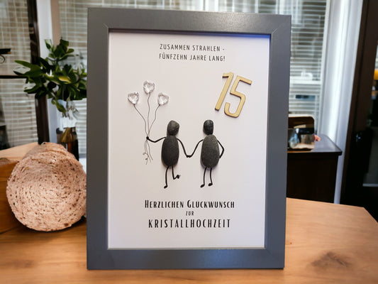 Steinbild Kristallhochzeit Geschenk | Personalisiert zum 15. Hochzeitstag