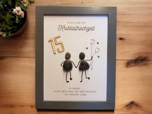 Steinbild Kristallhochzeit Familienbild | Geschenk zum 15. Hochzeitstag