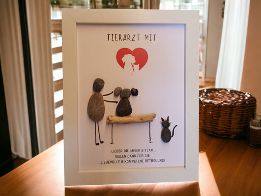 Steinbild Tierarztpraxis mit Herz | Dankeschön für Tierärztin/Tierarzt Hund Katze
