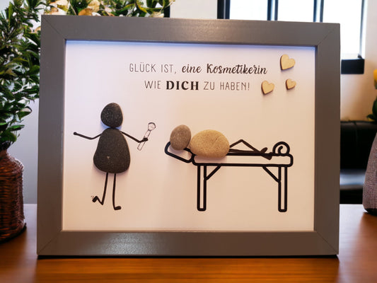 Steinbild Danke Stylist Kosmetiker | Handgemachtes Weihnachtsgeschenk