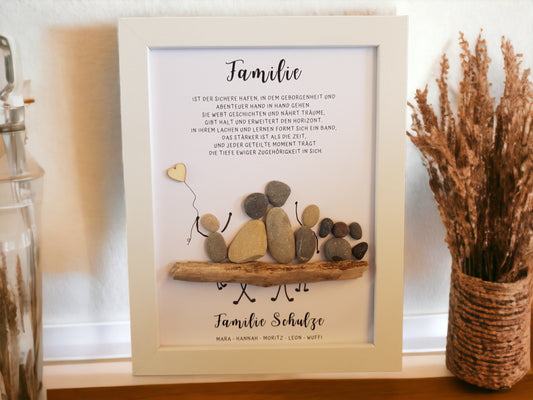 Familienbild Geschenk | Personalisiertes Steinbild für Eltern & Kinder