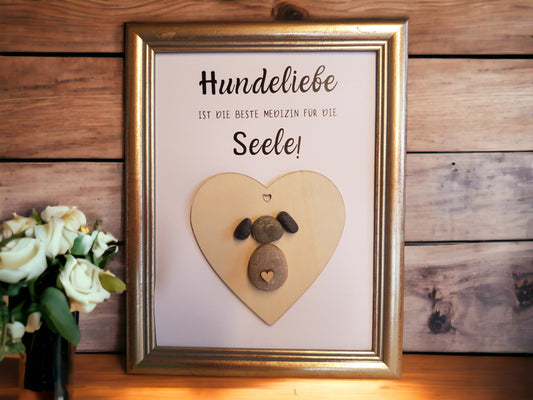 Steinbild Hund als Freund Geschenk | Personalisiertes Bild für Hundeliebhaber