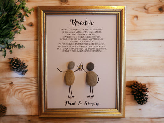 Steinbild Bruder Geschwister Brüder| Geschenk zu Weihnachten & Geburtstag