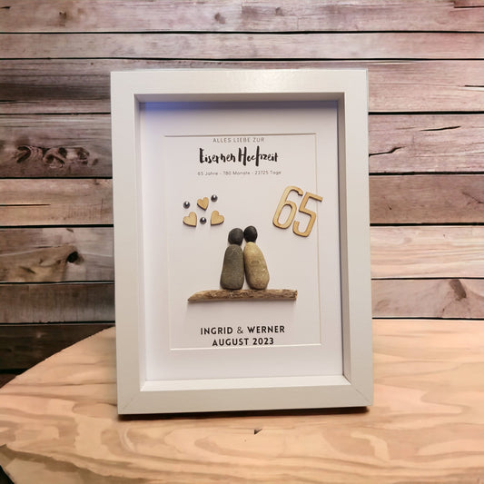 Steinbild 65. Hochzeitstag | Handgemachtes Geschenk zur Eisernen Hochzeit