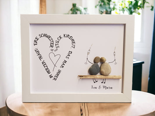 Steinbild Schwester Geschenk | Personalisiertes Bild für Schwesternliebe