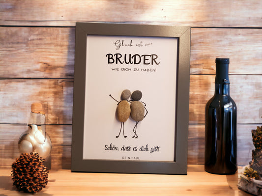 Steinbild Bruder Geschenk | Personalisiertes Bild für Brüder mit Kieselsteinen
