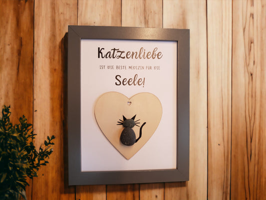 Steinbild Katzenfreund Geschenk | Personalisiert für Katzenliebhaber:innen