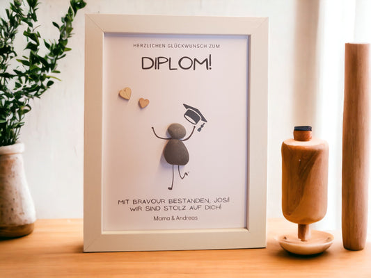 Steinbild Abschluss Geschenk personalisiert | Bachelor Master Abi Diplom