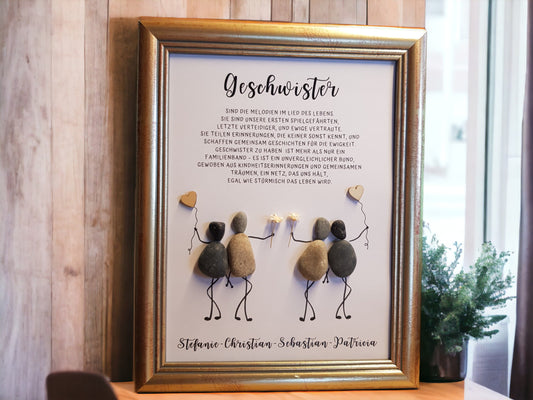 Steinbild Geschwister Geschenk | Personalisiertes Bild für Bruder & Schwester