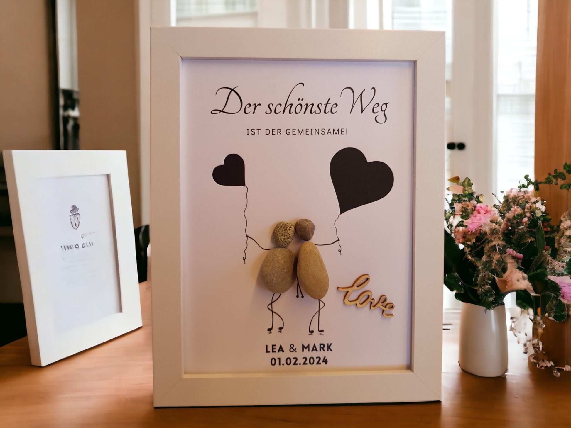 Geldgeschenk zur Hochzeit – Personalisiertes Steinbild mit Ausstanzungen 4