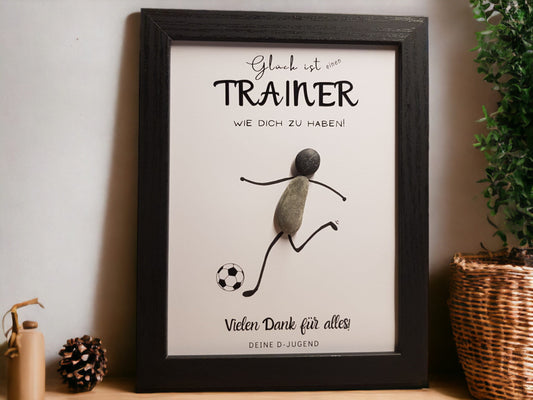 Steinbild Fußballtrainer Abschied personalisiert | Geschenk Abschluss Dankeschön Team