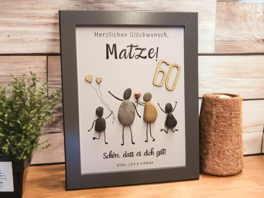 Steinbild 60. Geburtstag Geschenk | Personalisiert für Oma, Opa, Mama & Co