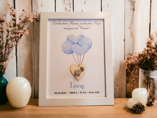 Steinbild zur Geburt | Personalisiertes Geschenk fürs Baby & Kinderzimmer Junge Mädchen