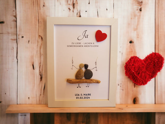 Steinbild Hochzeit Geschenk | Mr & Mrs Ja, ich will – personalisiert & handgemacht