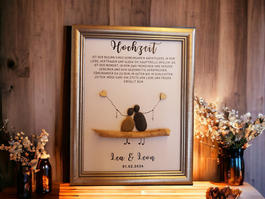 Steinbild Hochzeit Heirat Mr & Mrs | Personalisiertes Geschenk zur Vermählung