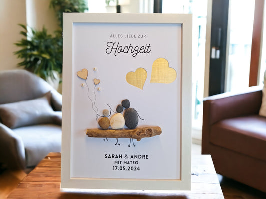 Personalisierbares Steinbild zur Hochzeit – Geldgeschenk Idee