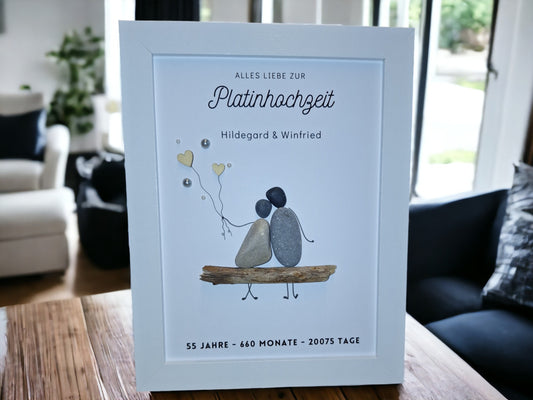Steinbild 55. Hochzeitstag | Personalisiertes Geschenk zur Platinhochzeit