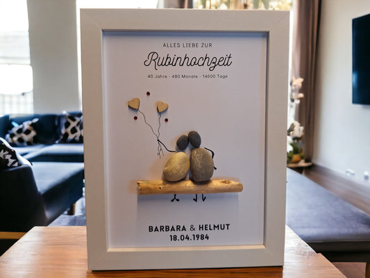 Geschenk Rubinhochzeit | Personalisiertes Steinbild zum 40. Hochzeitstag
