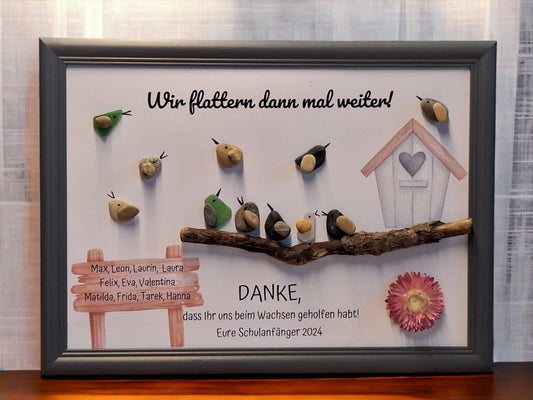 Steinbild Abschied Kindergarten Schule | Geschenk für Lehrer & Erzieher personalisiert