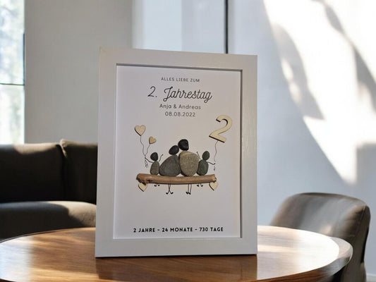 Steinbild 2. Hochzeitstag | Geschenk zur Baumwollhochzeit personalisierbar - Alles liebe zum ...
