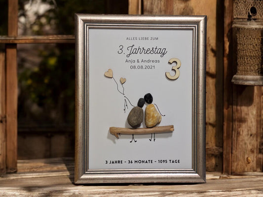Steinbild 3. Hochzeitstag Lederhochzeit | Personalisiertes Geschenk - Alles liebe zum ...
