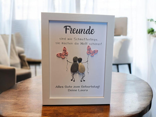 Steinbild Freunde Freundschaft beste Freundin | Geschenk zu Geburtstag, Weihnachten etc