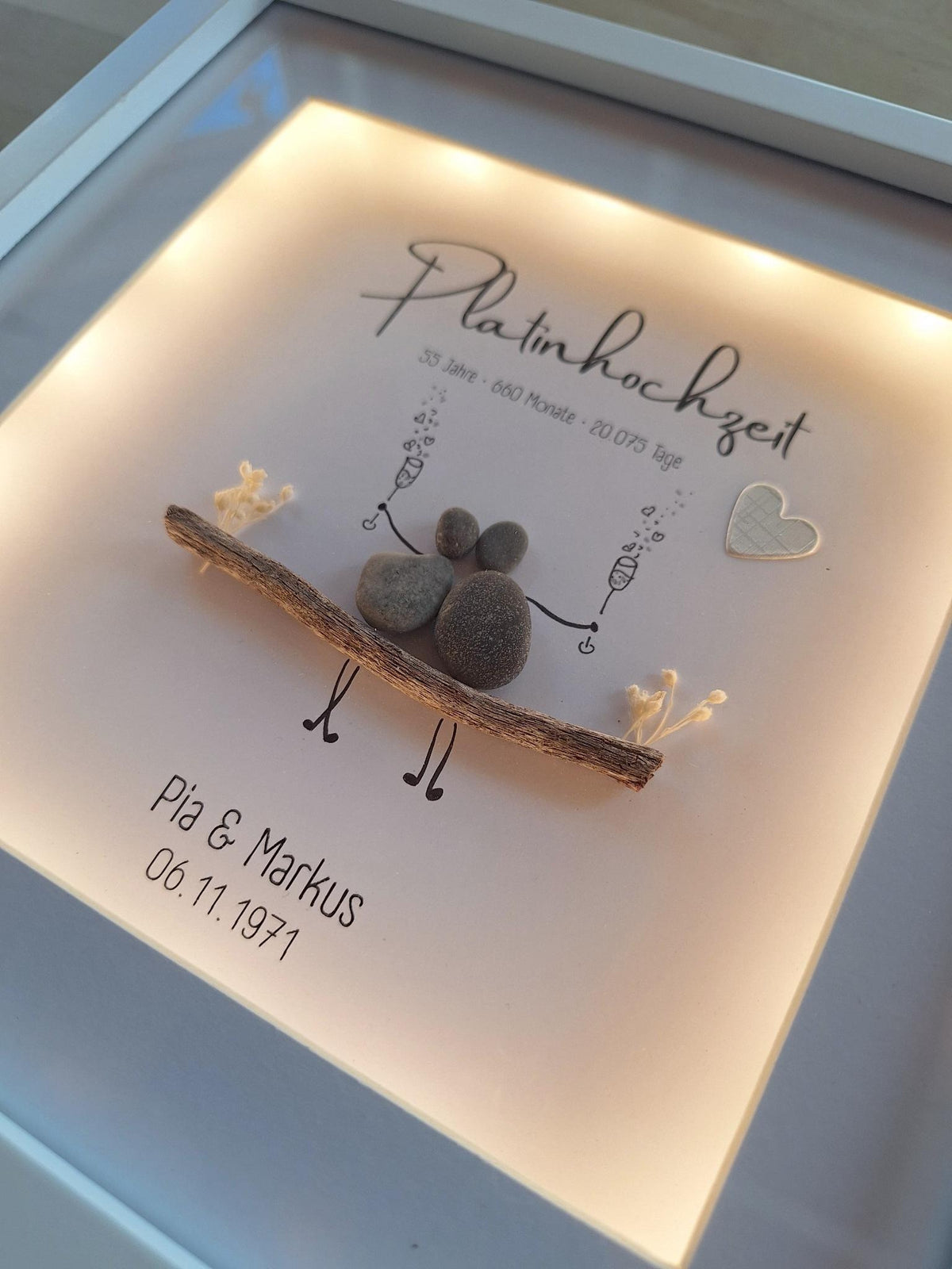 Süsses Steinbild zur Platinhochzeit – Produktansicht 5