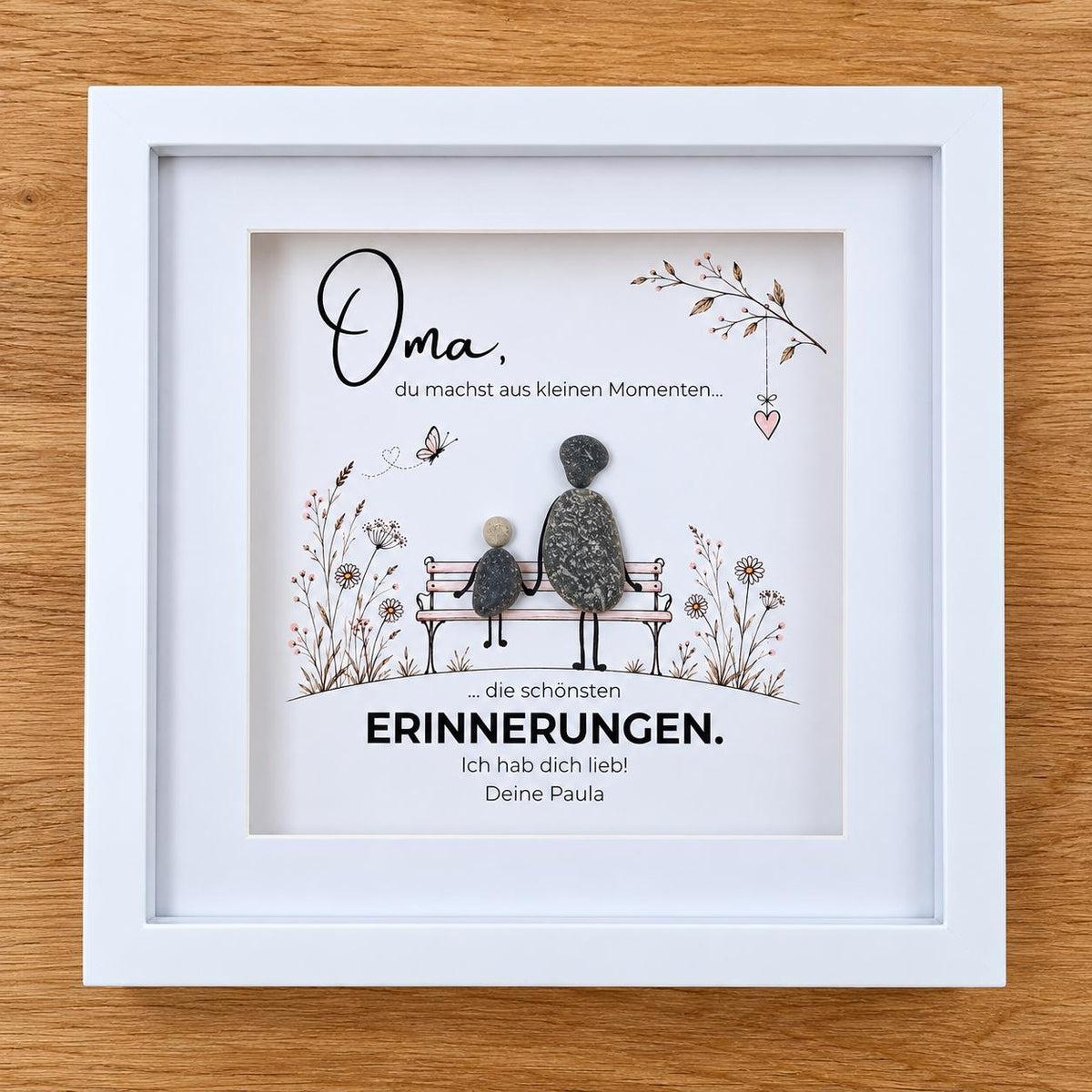 Oma – Bank – handgefertigtes Steinbild, Produktansicht 3