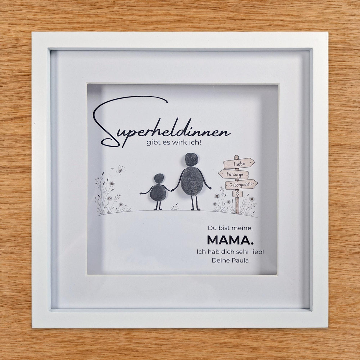 Mama – Superheldin – handgefertigtes Steinbild, Produktansicht 3