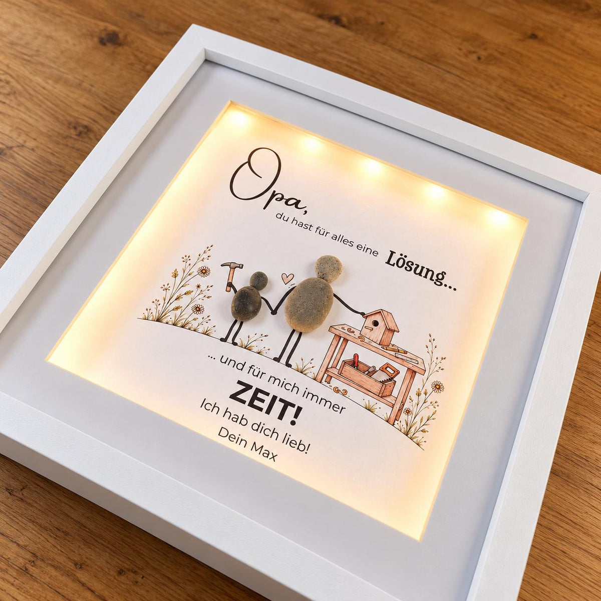 Opa – Werkbank – handgefertigtes Steinbild, Produktansicht 3