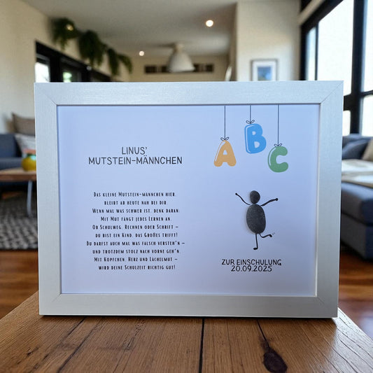 Mutstein-Männchen zur Einschulung – Geschenk mit Name & Reim