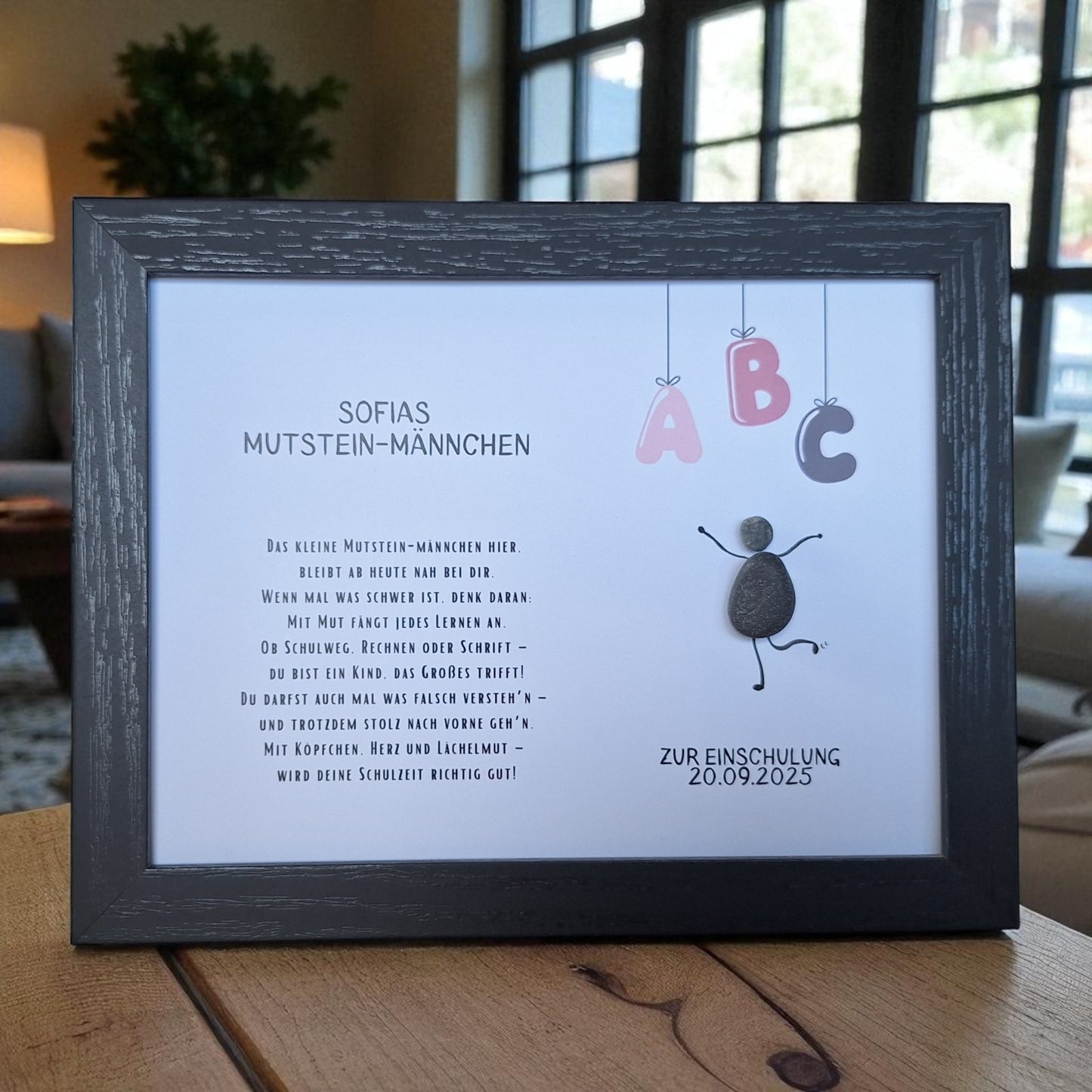 Mutstein-Männchen zur Einschulung – Geschenk mit Name & Reim